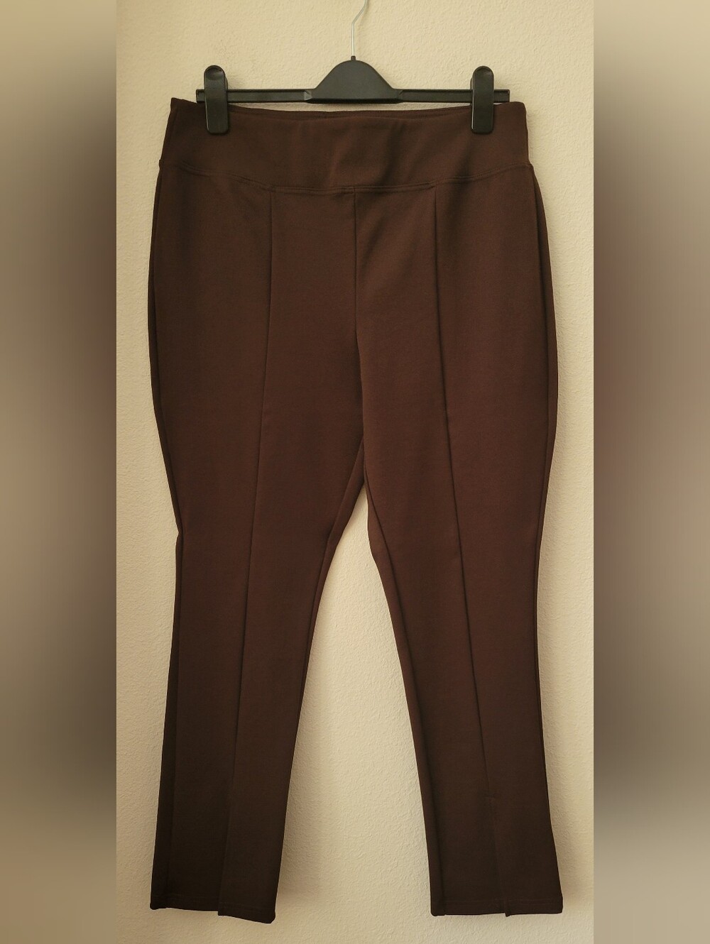 Charlie Paige Split Front Ponte Pant, Super Stretch, L, Brown, EUC, Like New
